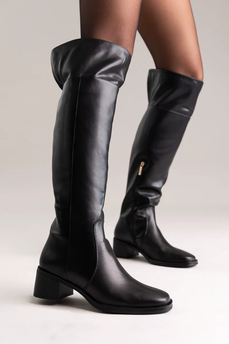 CARMELA Leather Riding Boots - 162691 - Black Matte