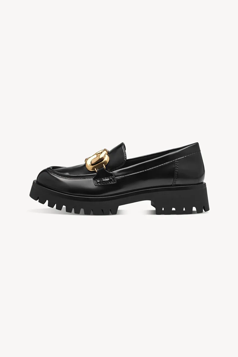 Tamaris γυναικεία loafers μονόχρωμα με μεταλλική λεπτομέρεια - 1-24790-43 Μαύρο