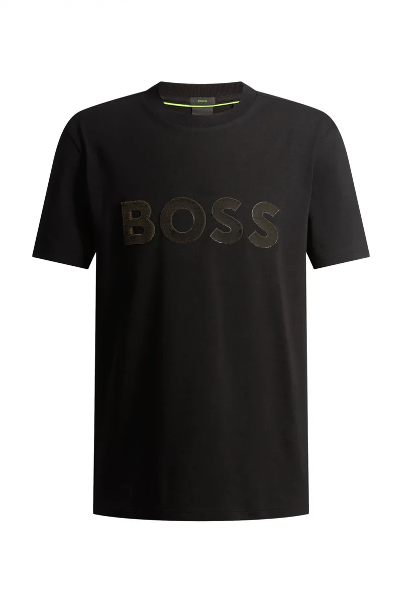 BOSS ATHLEISURE T-SHIRT REGULAR FIT TEE TL LOGO ΜΑΥΡΟ