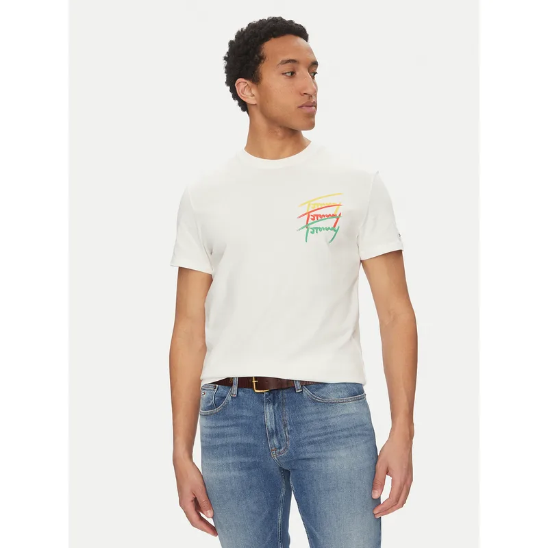 Tommy Jeans T-Shirt Twisted Signature DM0DM20771 Λευκό Regular Fit