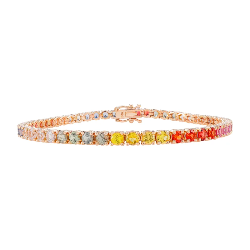 Βραχιόλι Ριβιέρα με Ορυκτές Multi Color Stones από Ροζ Χρυσό 18 Καρατίων B1781