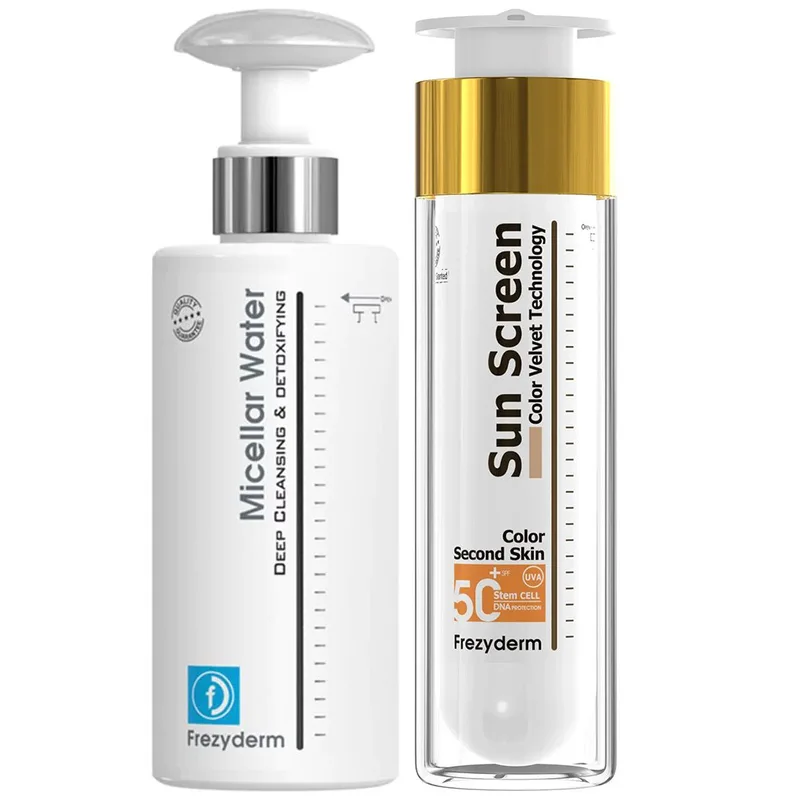 Σετ Frezyderm Micellar Water Deep Cleansing & Detoxifying 200ml & Sun Screen Color Velvet Face Cream Spf50+, 50ml
