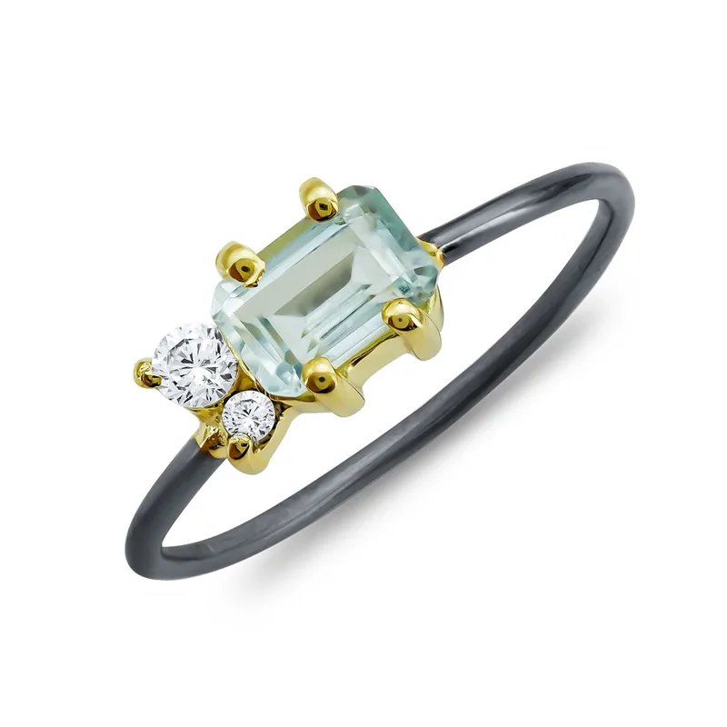Δαχτυλίδι Mε Βlue Topaz από Δίχρωμο Ασήμι DX841