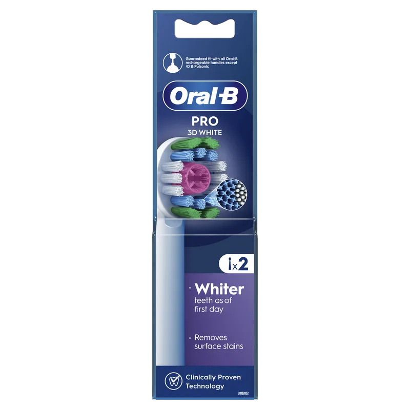 Oral-B Pro 3D White Electric Toothbrush Heads Ανταλλακτικές Κεφαλές Ηλεκτρικής Οδοντόβουρτσας 2 Τεμάχια