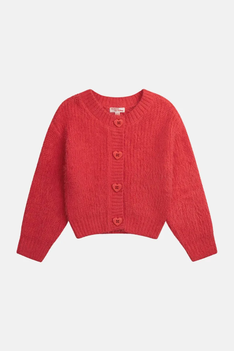 DPAM παιδική πλεκτή ζακέτα για κορίτσια "Knit Red" - 370505 Κόκκινο