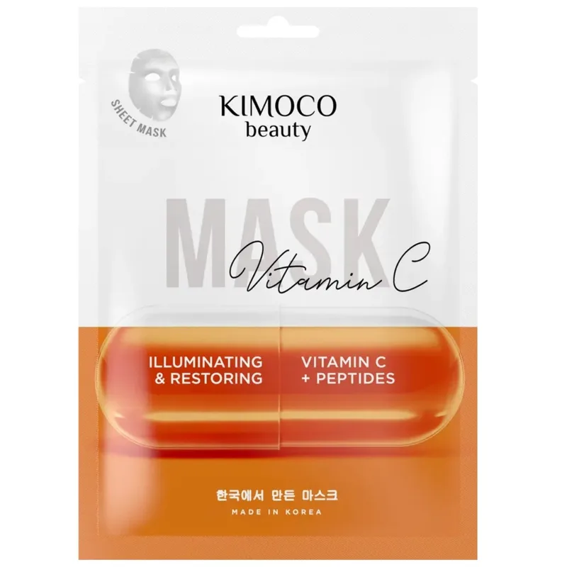 Kimoco Beauty Ilustrating & Restoring Peptides & Vitamic C Face Sheet Mask Μάσκα Προσώπου για Αναδόμηση & Λάμψη με Βιταμίνη C & Πεπτίδια 23ml