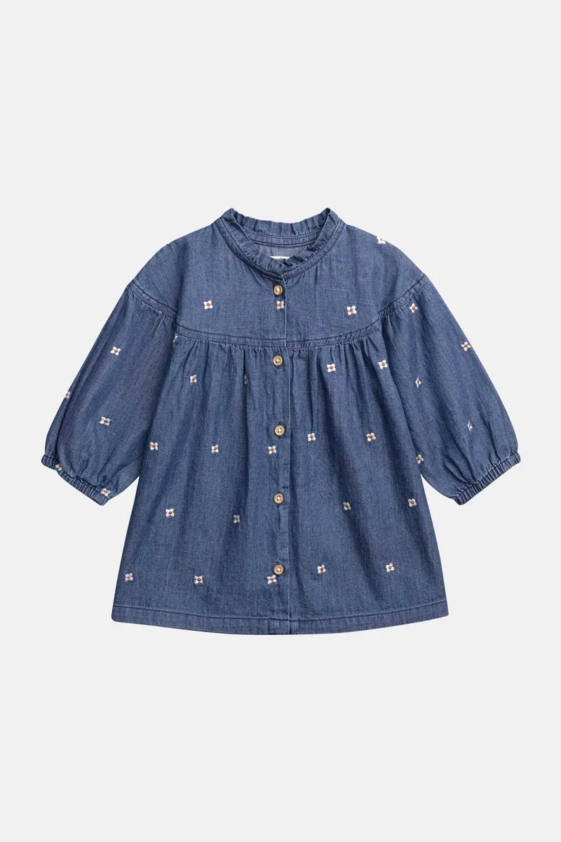 DPAM βρεφικό denim φόρεμα για κορίτσια "Daisies" - 370390 Denim Blue