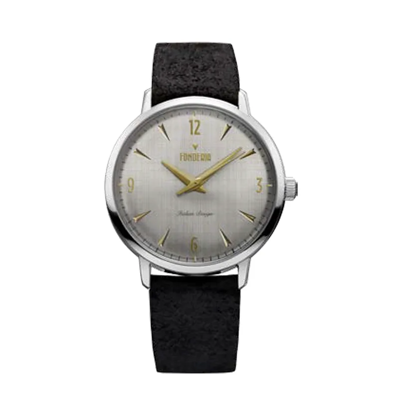 Ρολόι Ανδρικό ,Black Strap ,Fonderia ,Stainless Steel, κωδ.P-6A003USG