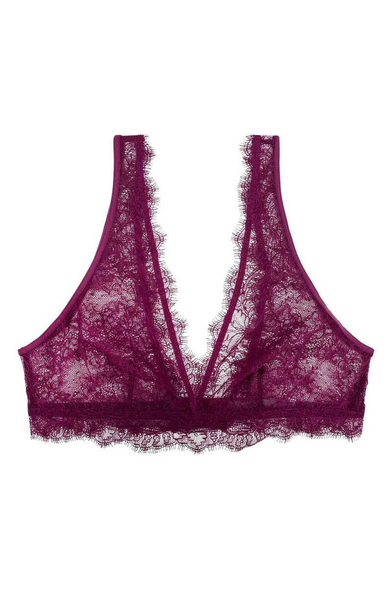Love Stories γυναικείο bralette μονόχρωμο με δαντέλα "Cherie" - L2371013415 Μπορντό