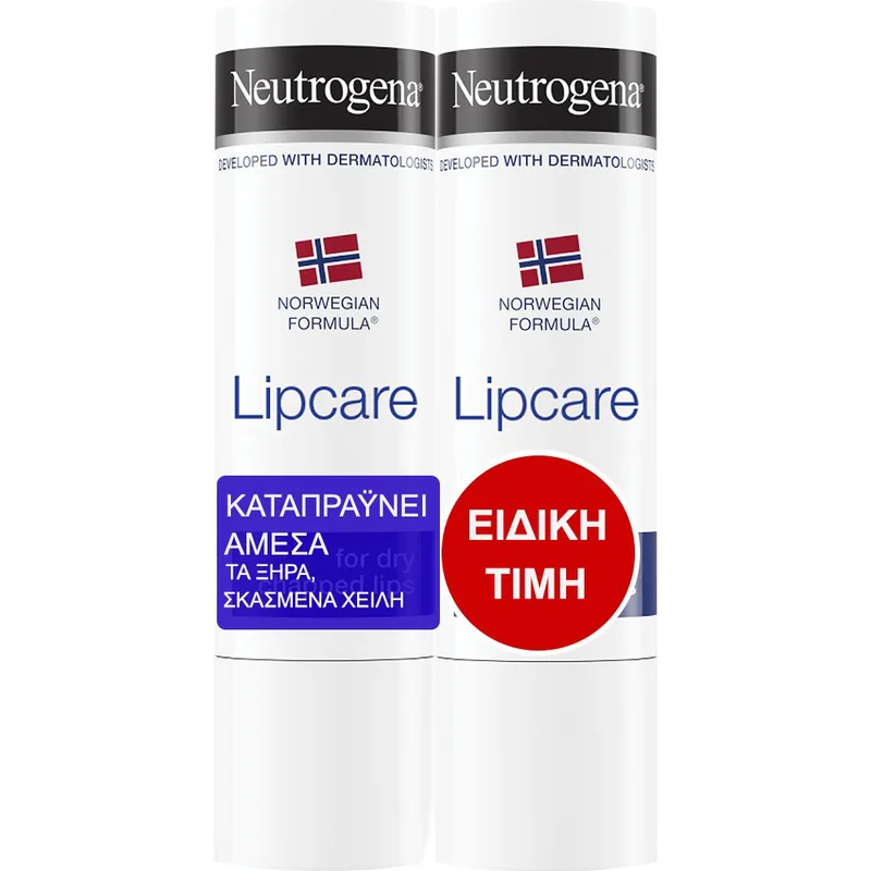 Neutrogena Promo Norwegian Formula Lipcare Stick Ενυδατικό Stick Θρέψης για Σκασμένα Χείλια 9,6g (2x4,8g)