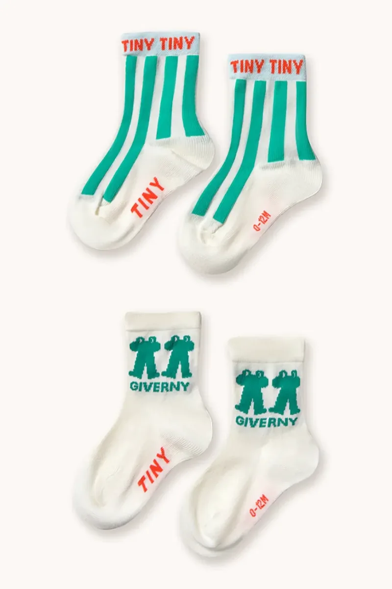 Παιδικές κάλτσες Tinycottons EMERALD STRIPES & FROG MEDIUM SOCKS