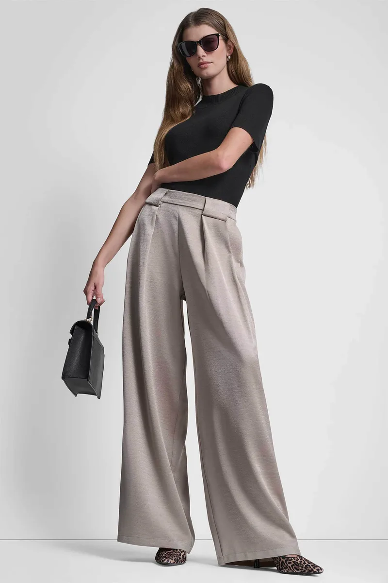 DKNY γυναικείo παντελόνι με πιέτες - P6AK7E57 Μπεζ