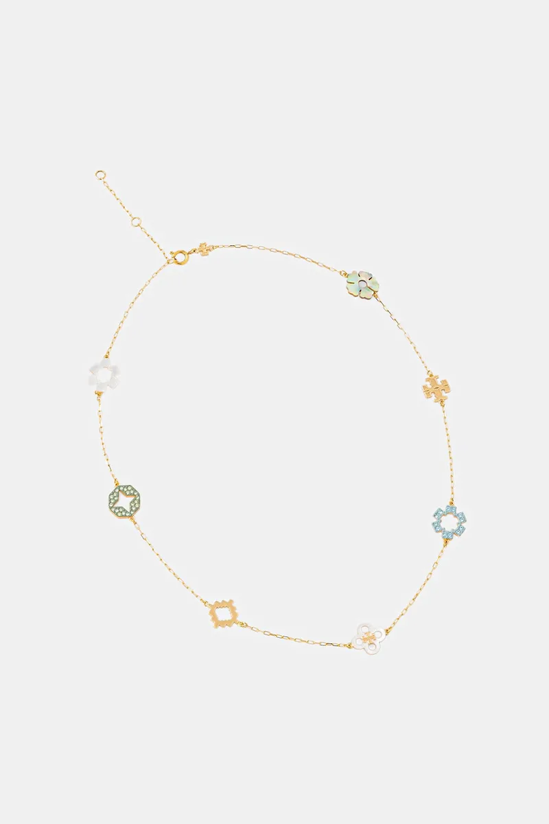 Tory Burch κολιέ γυναικείο επιχρυσωμένο κρύσταλλο ForgetMe