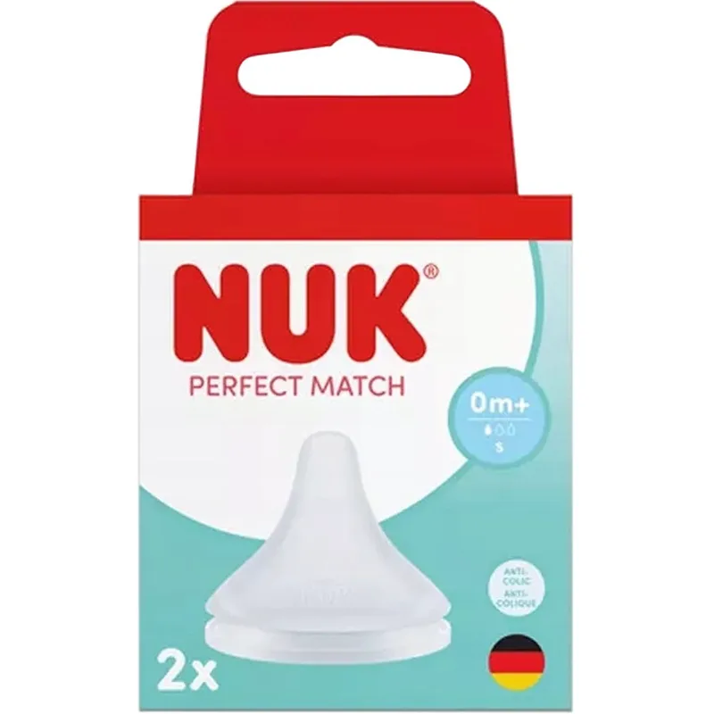 Nuk Perfect Match 0m+ Small Teat Θηλές Σιλικόνης Κατά των Κολικών Κατάλληλες για Βρέφη από 0 Μηνών & Άνω 2 Τεμάχια