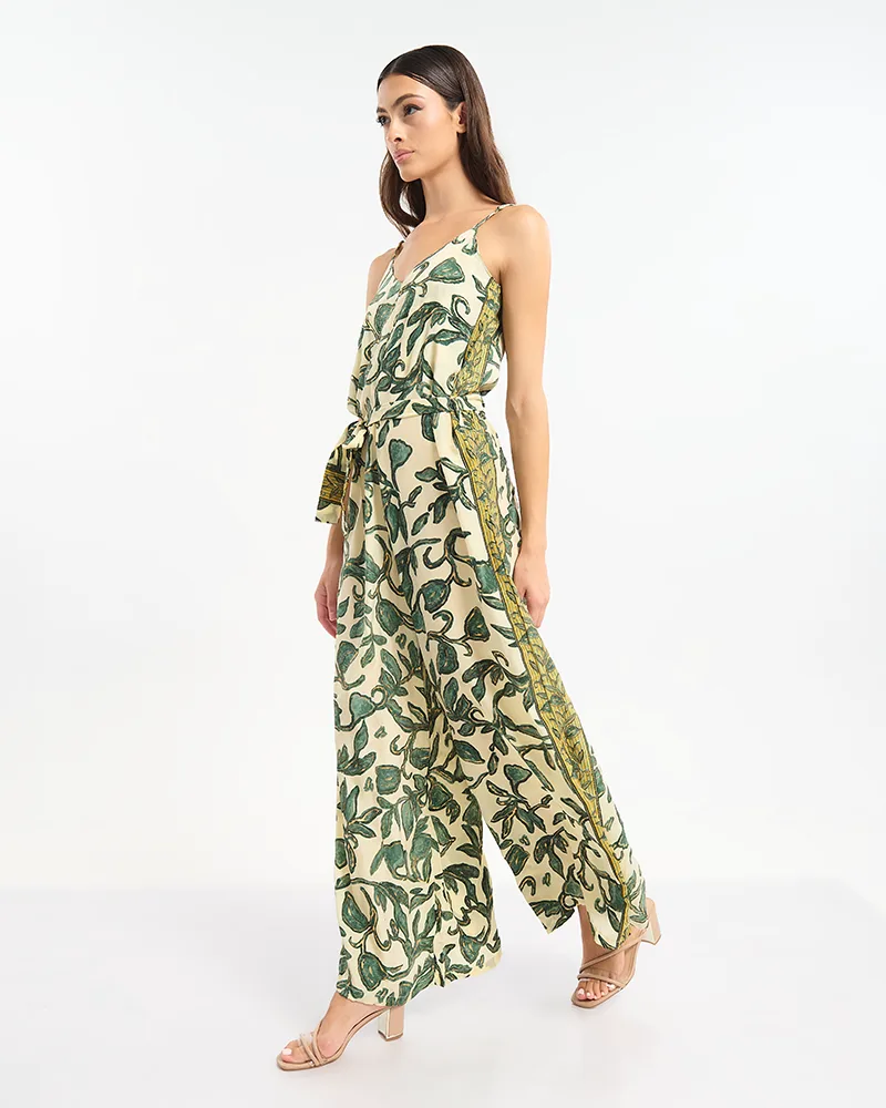 Ολόσωμη Φόρμα BLE Με Tropical Print & Ζώνη