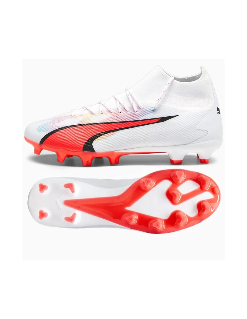 Puma Ultra Pro FG/AG 107422-01 Ψηλά Ποδοσφαιρικά Παπούτσια με Τάπες Λευκά