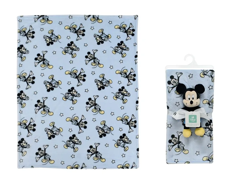 Σετ Κουβέρτα Fleece Αγκαλιάς-Λίκνου 75x100εκ. Με Λούτρινο 25εκ. Mickey 29 Blue Disney Home