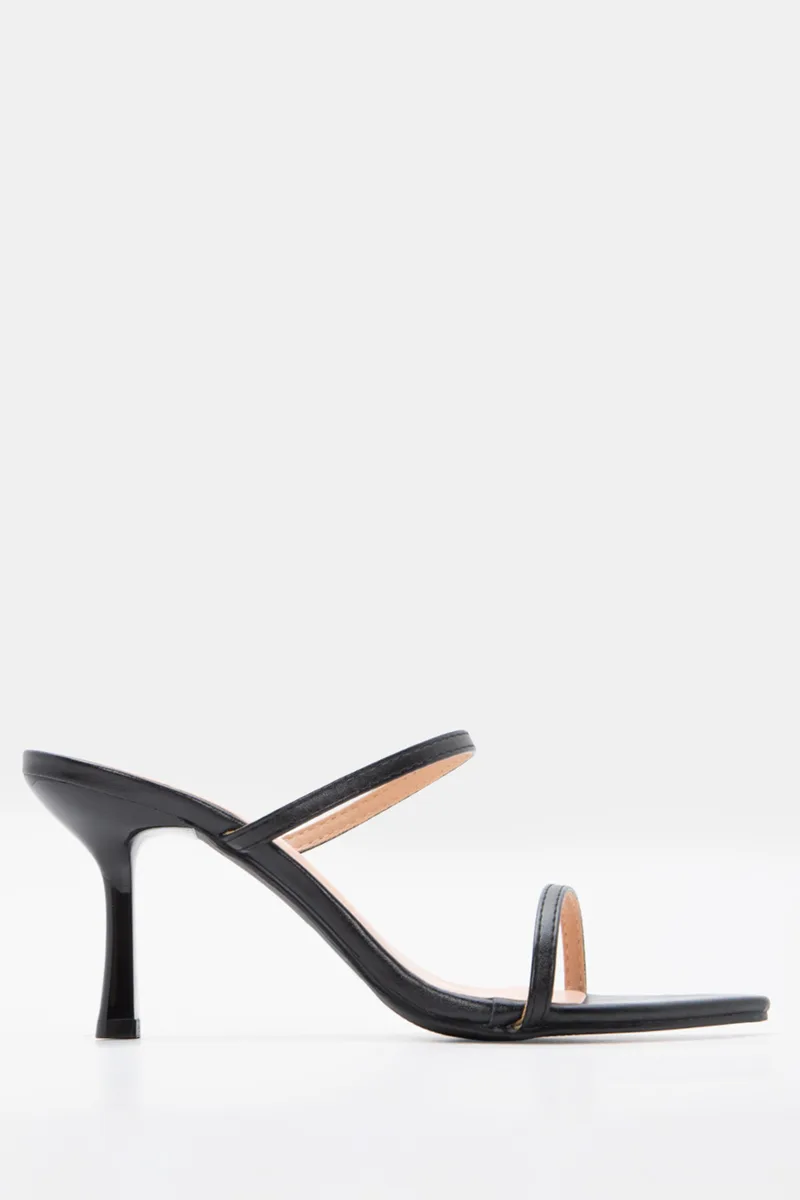 LUIGI DESIGN - Mules Μυτερά με Διπλά Λουράκια - Μαύρο