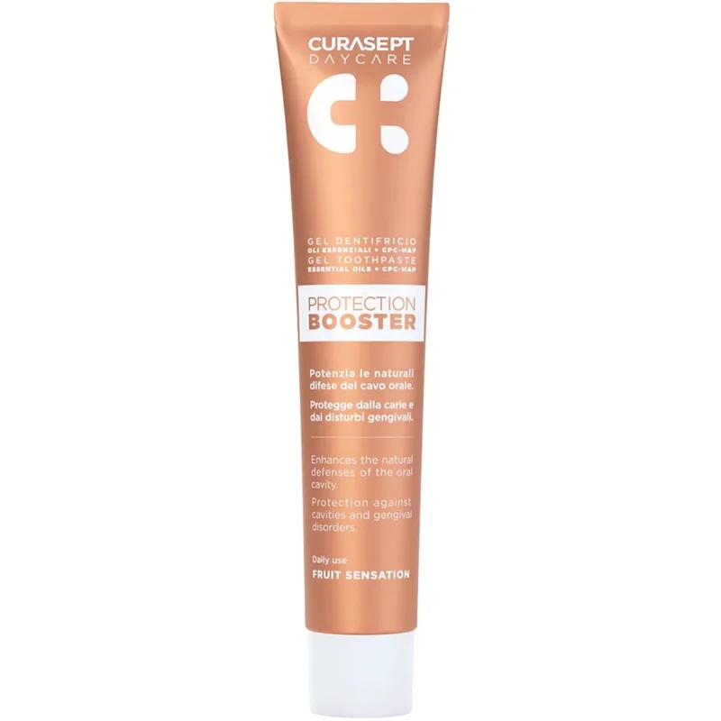 Curasept Protection Booster Essential Oil Gel Toothpaste Οδοντόκρεμα που Ενισχύει την Προστασία της Στοματικής Κοιλότητας με Αιθέρια Έλαια 75ml - Fruit Sensation