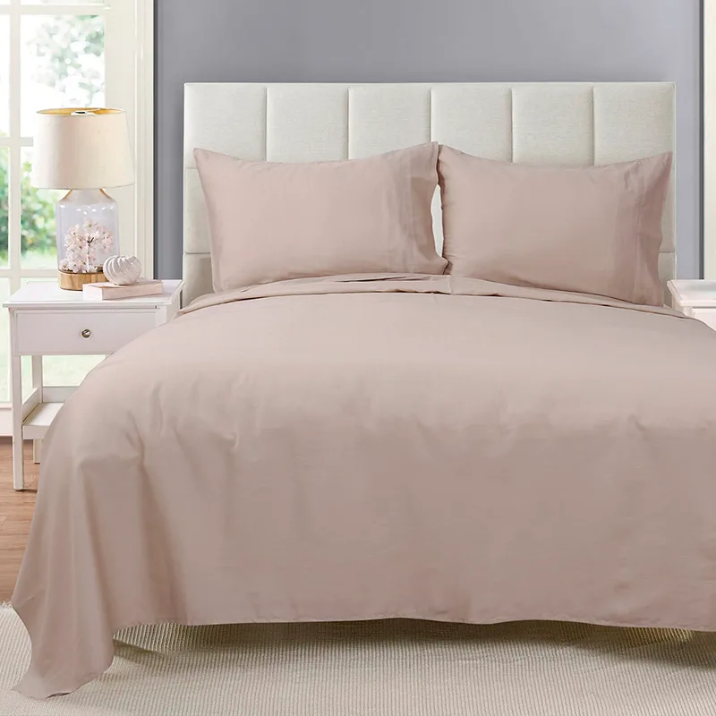 Σεντόνια Υπέρδιπλα Με Λάστιχο Σετ Beauty Home 12000 Μπεζ 165x200+37, 240x270