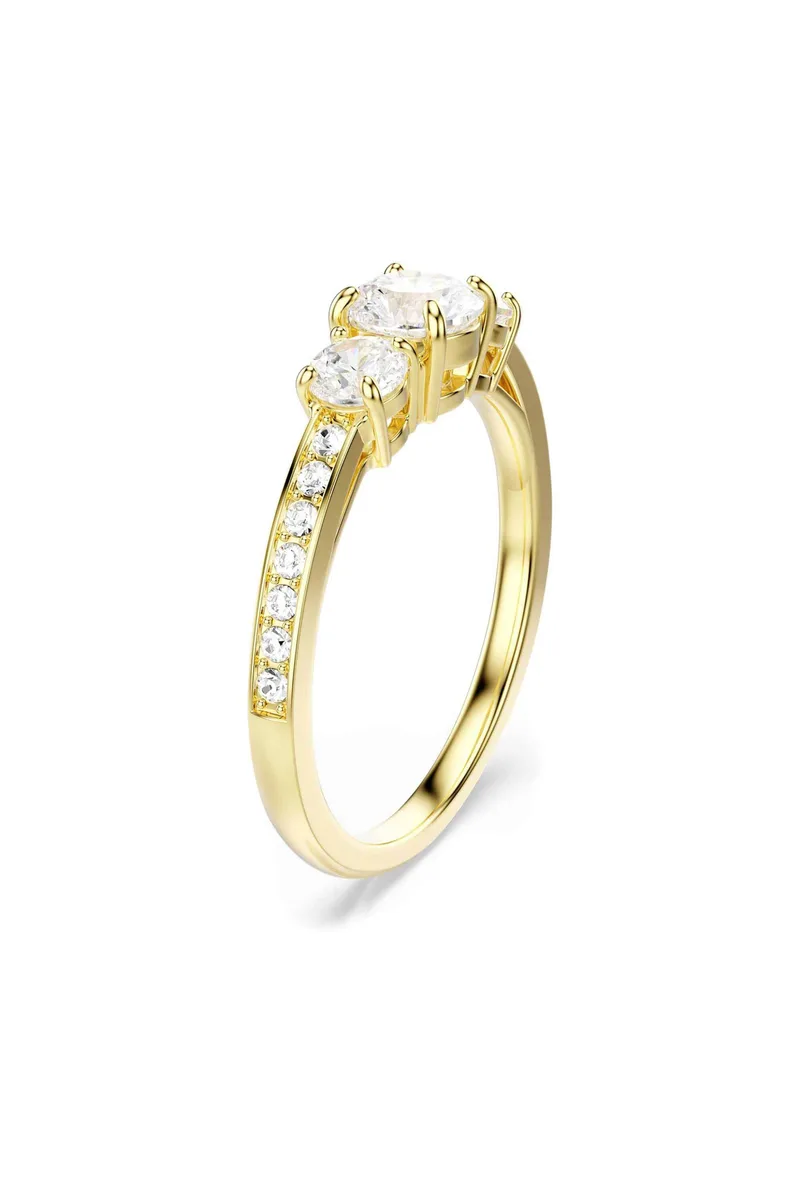 Swarovski γυναικείο δαχτυλίδι στρογγυλή κοπή, λευκό, επιμετάλλωση σε χρυσαφί τόνο "Stilla Attract" (55) - 5723294