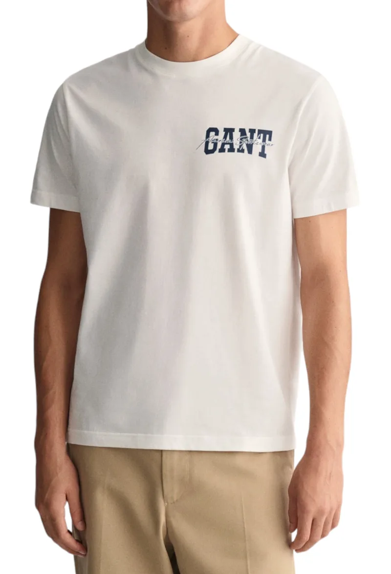 Μπλούζα Κοντομάνικη Gant Logo 2033016-113-EGGSHELL Ανδρικό