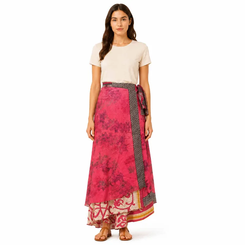 Μακριά Φούστα Boho με Εμπριμέ Σχέδια Κόκκινο 27506