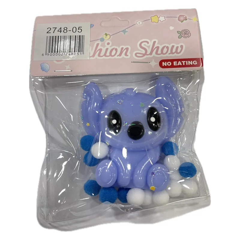 Antistress Pinch Squishy Lilo & Stitch Stitch 7cm με Pon Pon & Strass