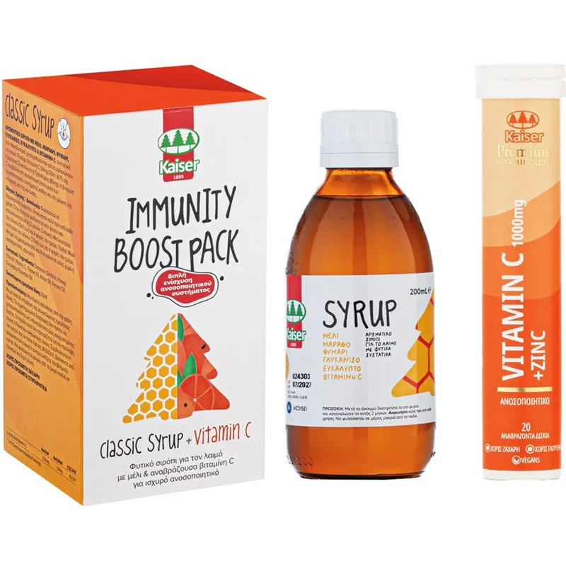 Kaiser Promo Classic Syrup 200ml & Vitamin C 1000mg Plus Zinc 10mg Πορτοκαλί 20 Effer.tabs