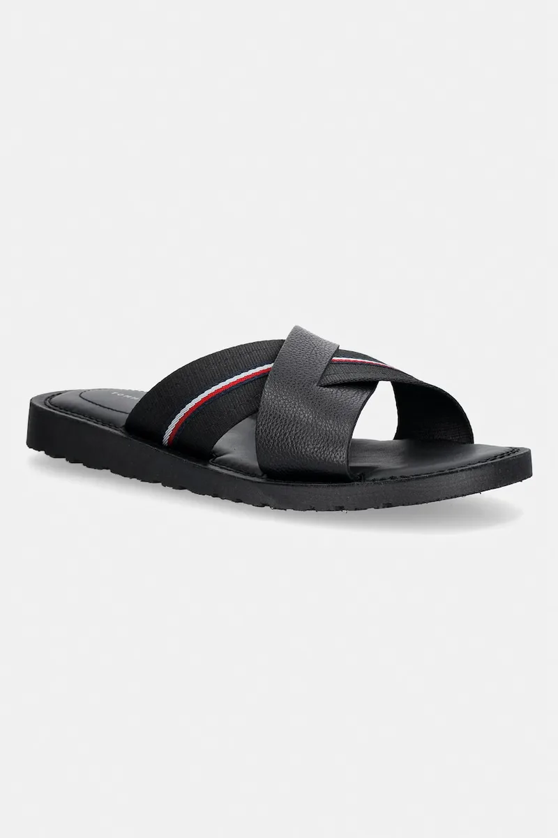 Tommy Hilfiger σαγιονάρες ανδρικές δερμάτινες CORE HILFIGER LTH CRISS C SANDAL