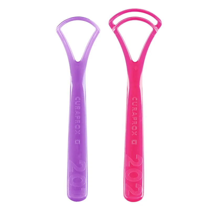 Curparox Tongue Cleaner CTC 203 Καθαριστής Γλώσσας Διπλής & Μονής Επιφάνειας 2 Τεμάχια - Ροζ / Μωβ