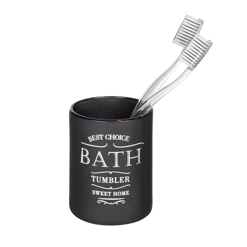Ποτηροθήκη Μπάνιου (Φ7.5x10) Wenko Sweet Home Black 25805100