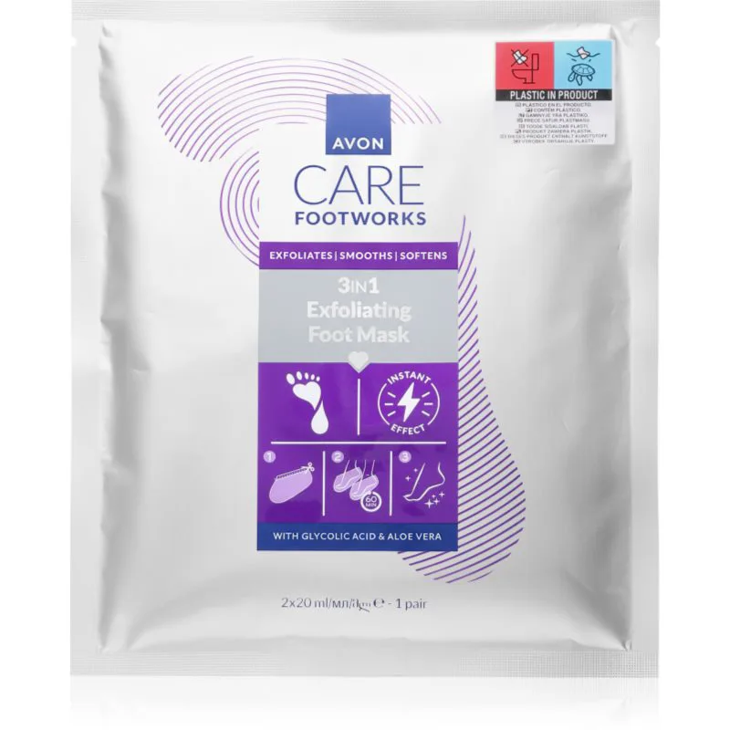 Avon Care Footworks μάσκα ανάπλασης ποδιών και νυχιών 3 σε 1 2x20 ml