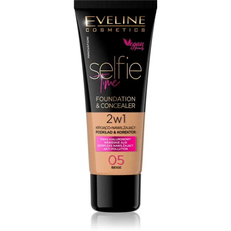 Eveline Cosmetics Selfie Time μεικ απ και διορθωτής 2 σε 1 απόχρωση 05 Μπεζ 30 ml
