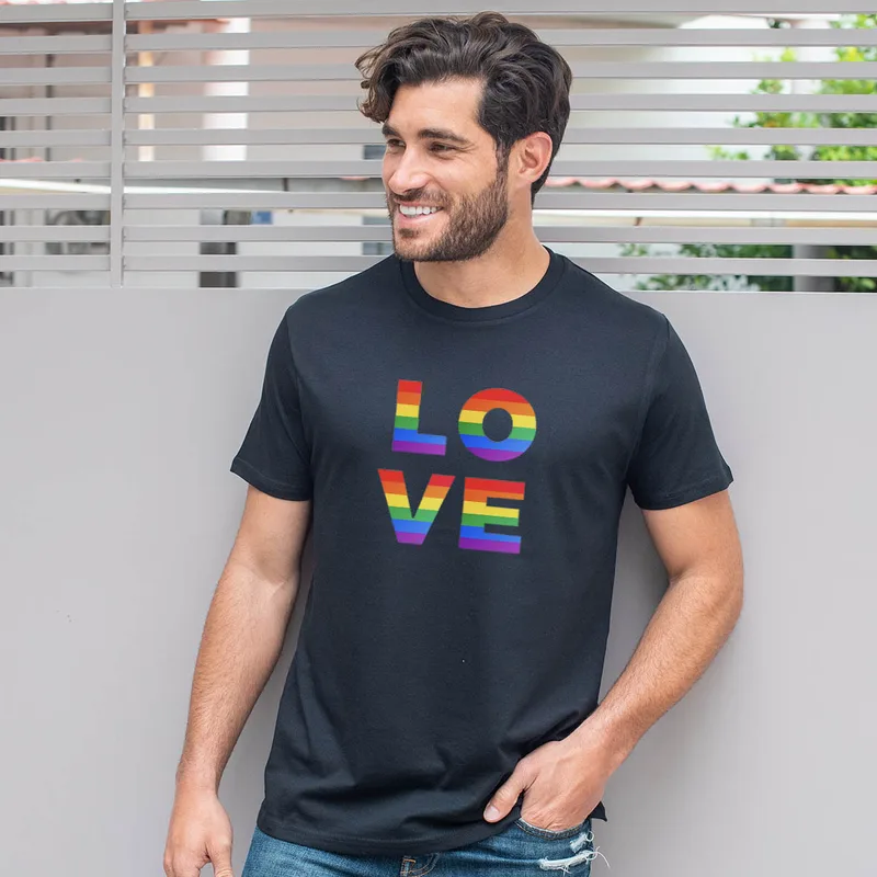 LOVE- Organic Vegan T-Shirt Unisex - Μαύρο - L