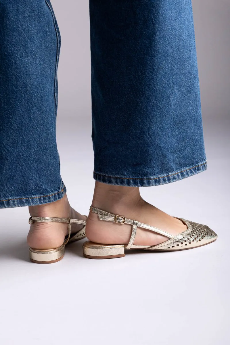 Ideal shoes Slingback Ballet Flats - 2828 - Χρυσό