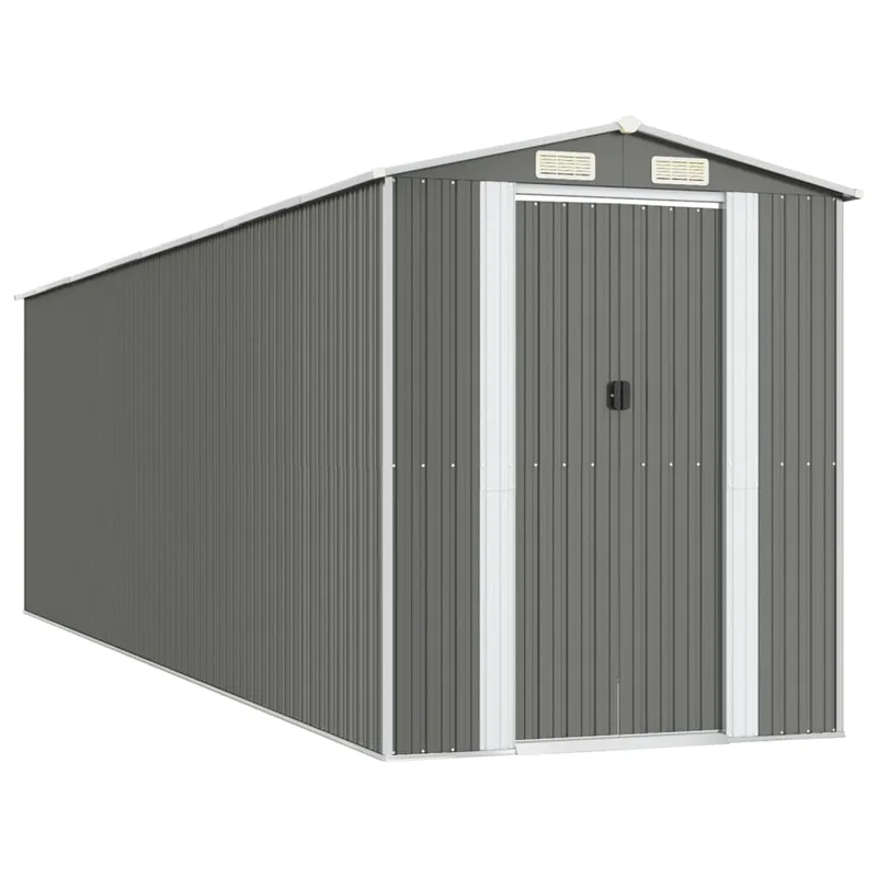 vidaXL Αποθήκη Κήπου Ανοιχτό γκρι 192x689x223 εκ. Γαλβανισμένο Ατσάλι