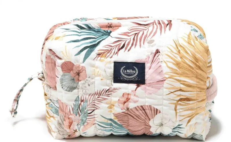 Mollet Quilted Cosmetic Bag – Boho Palms Light – Powder Ροζ