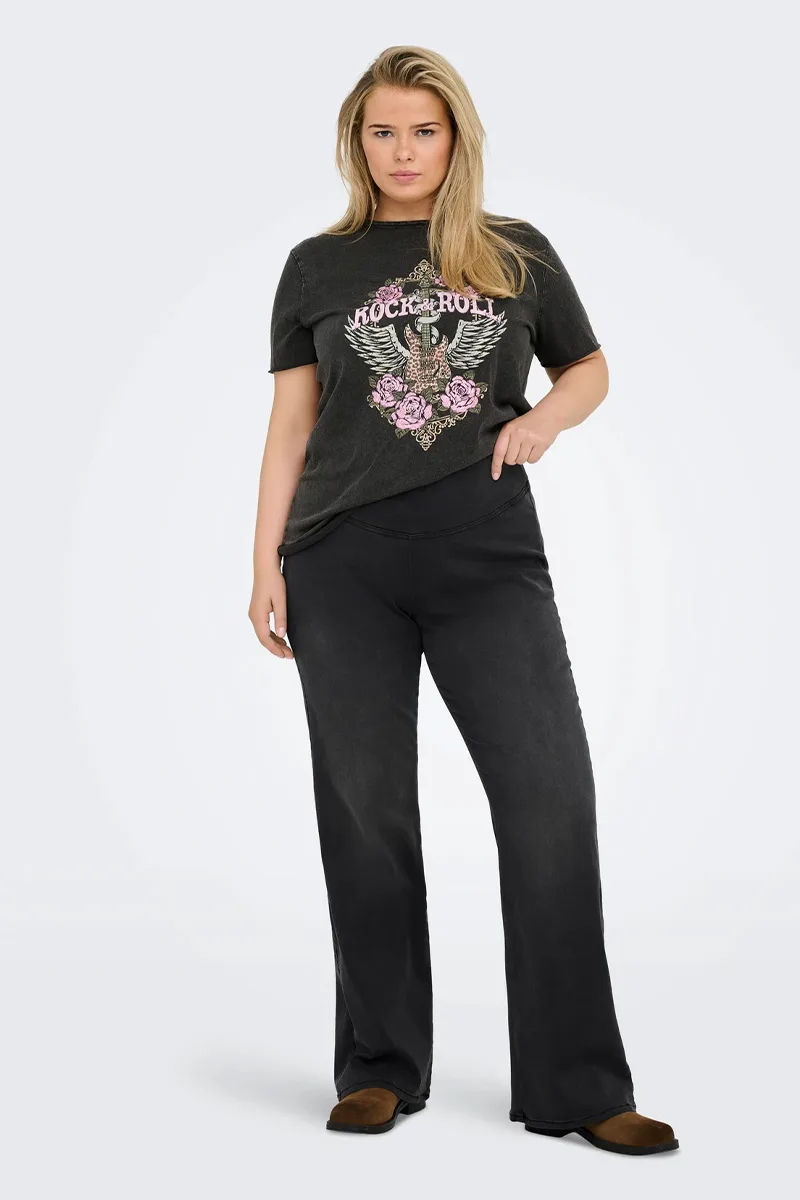 Jean ελαστικό καμπάνα σε denim grey χρώμα plus size