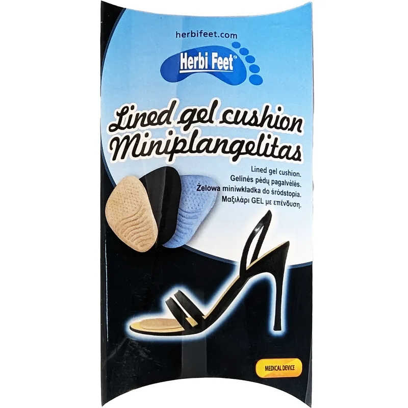Herbi Feet Miniplangelitas Lined Gel Cushion Μπεζ Μαξιλάρι Μεταταρσίου με Επένδυση 1 Ζευγάρι, Κωδ 6008.19