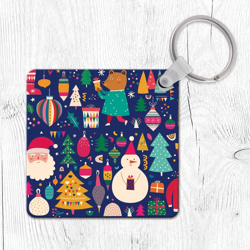 Blue Xmas Pattern - Μπρελόκ - Καρδιά