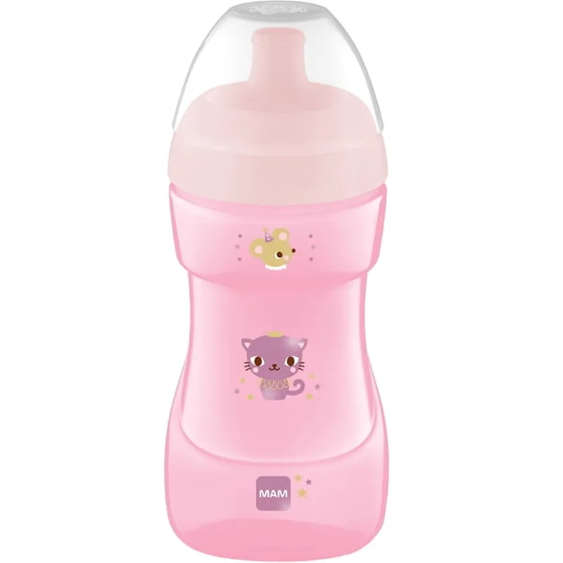 Mam Sports Cup 12m+ Ροζ Ποτηράκι με Στόμιο που δε Στάζει 330ml, Κωδ 470G