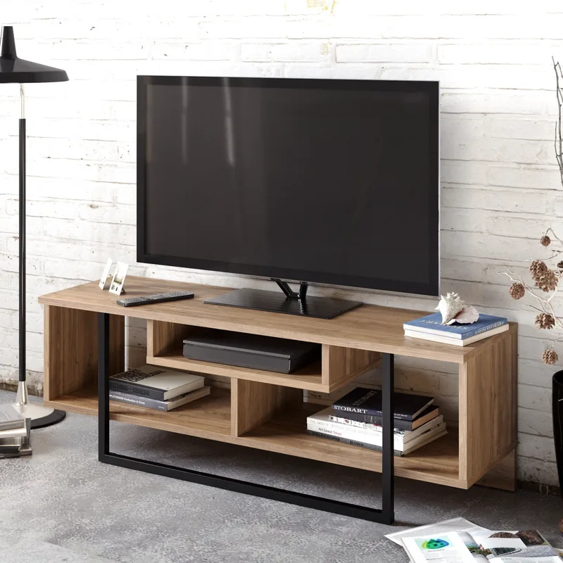 Βάση Τηλεόρασης Asal (120) - Walnut, Black 875Zna3047 (119,4x40,2x35,2)