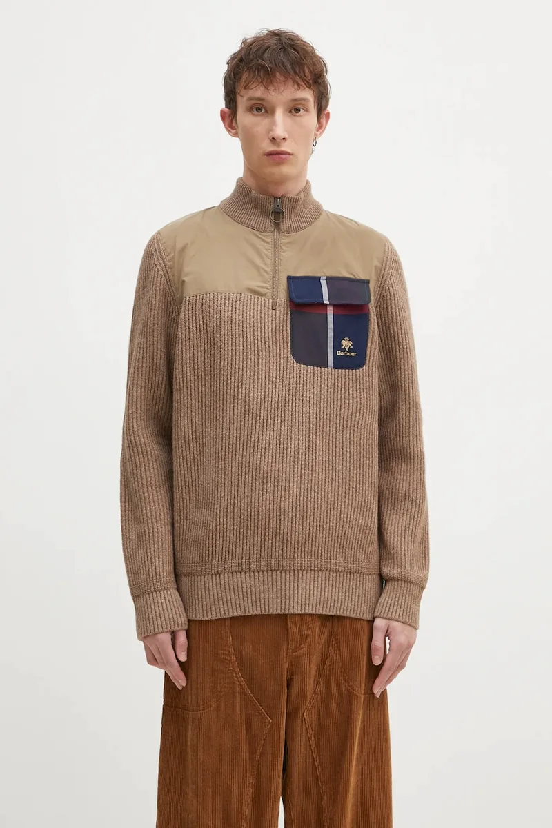 Μάλλινο πουλόβερ Baracuta Barbour x Baracut Miller Half Zip Knit