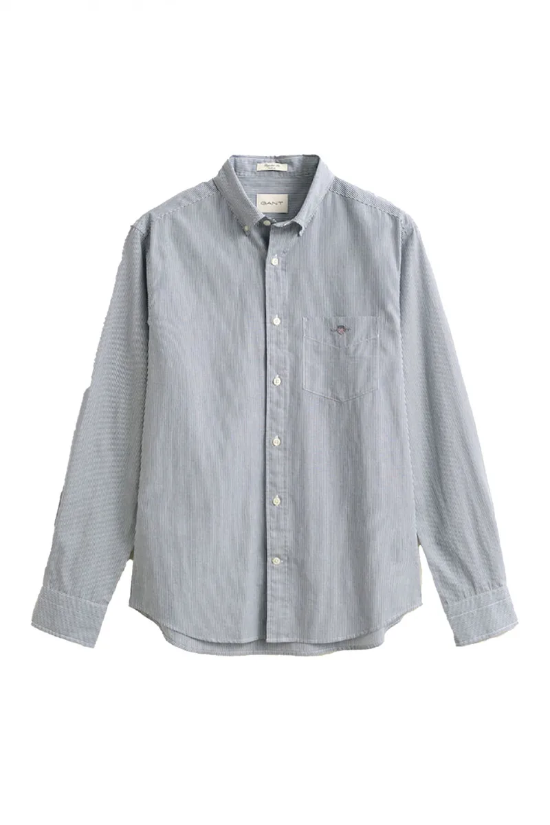 GANT ΠΟΥΚΑΜΙΣΟ ΡΙΓΕ REG CLASSIC POPLIN BANKER SHIRT ΜΠΛΕ-ΛΕΥΚΟ