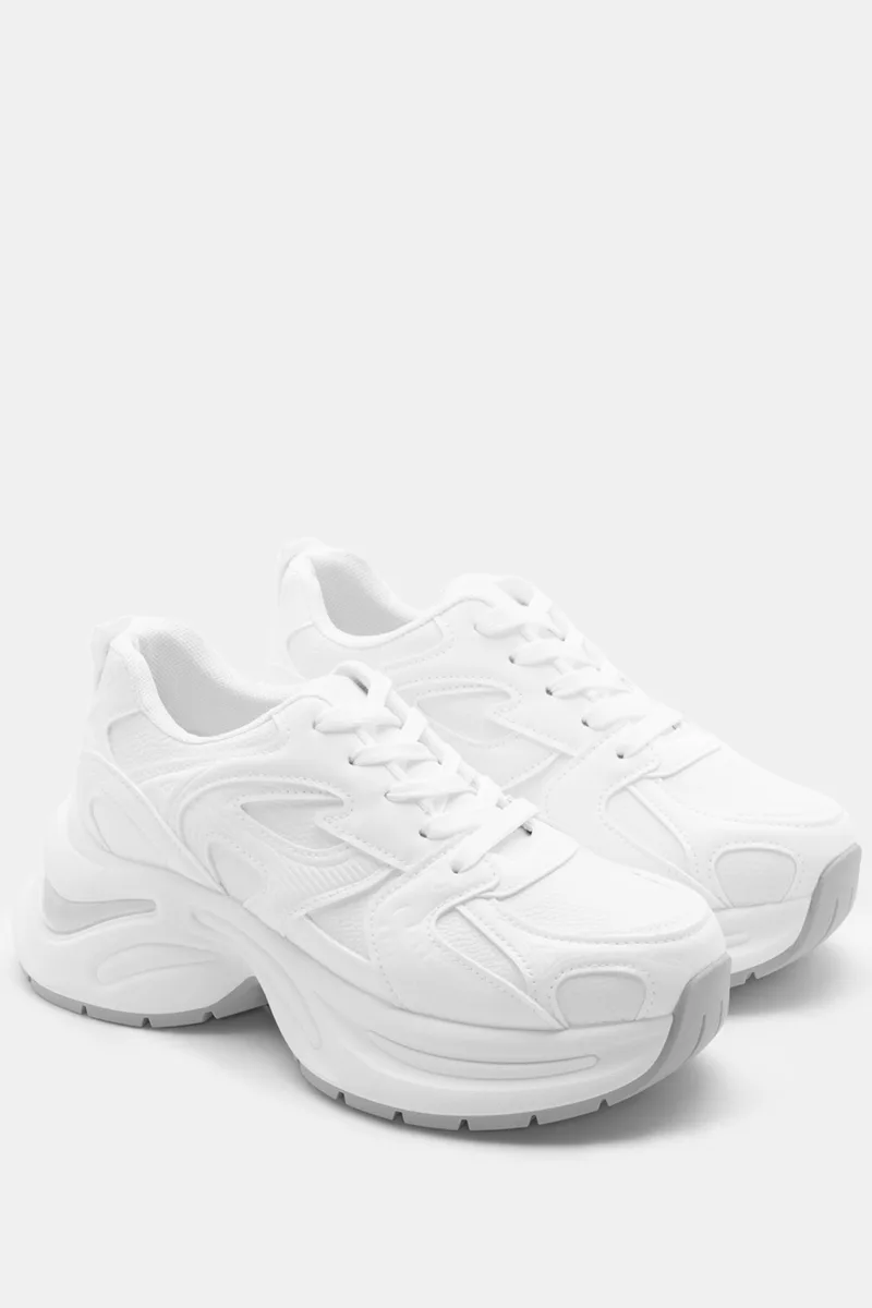 Sneakers σε Συνδυασμό Χρωμάτων με Αερόσολα - Λευκό