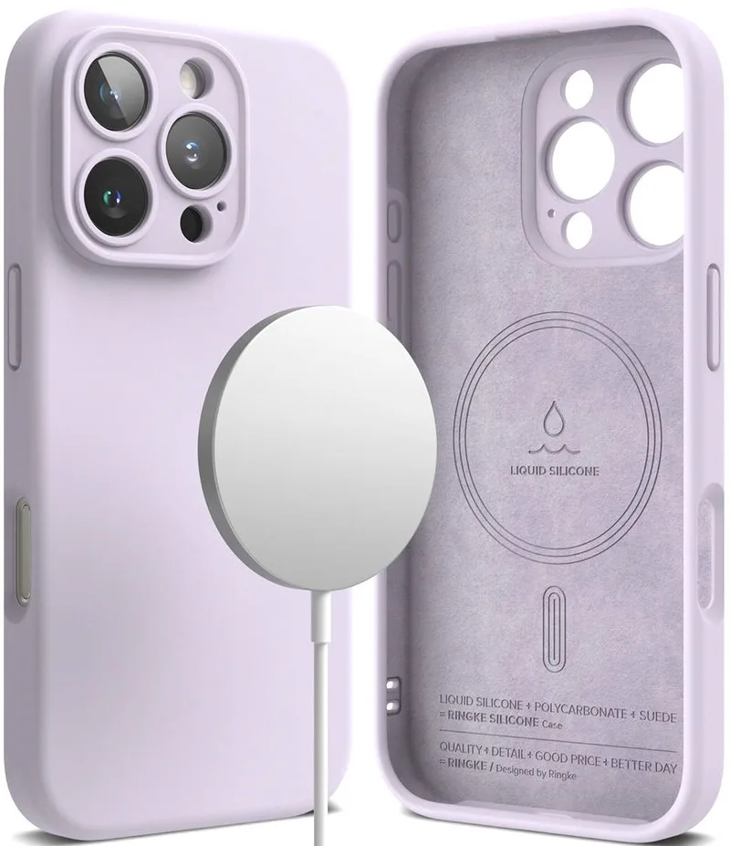 Ανθεκτική MagSafe Θήκη Σιλικόνης - Apple iPhone 16 Pro Max - Ringke Silicone Magnetic - Light Purple (8809961789700)