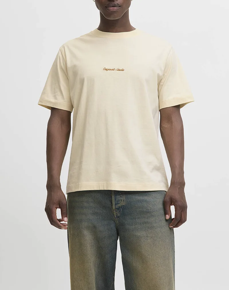 JACK&JONES JORNORREBRO EMB TEE SS CREW NECK NOOS 12282892-Antique White Cream