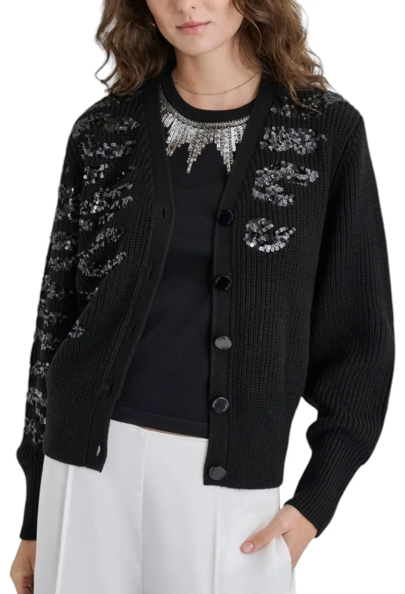 Ζακέτα DKNY Πλεκτή Με Παγέτες P4MXAQ60-BLK Γυναικείο