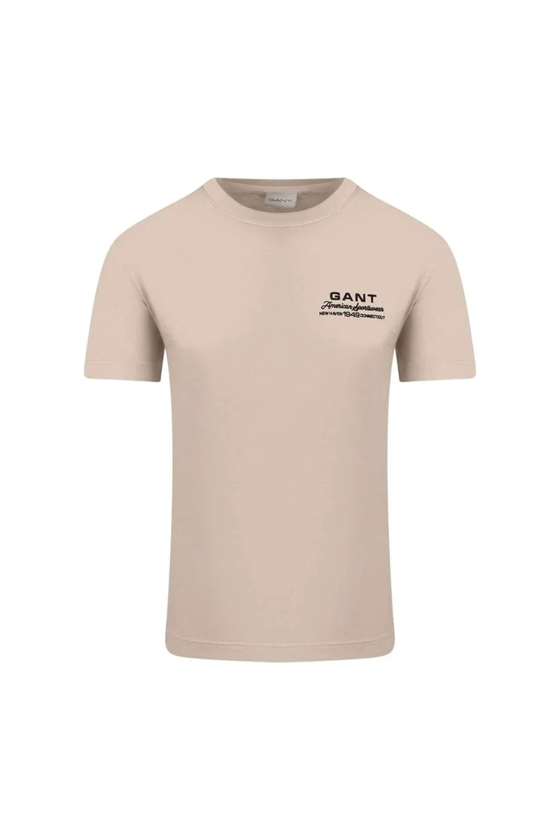 Gant ανδρικό T-shirt με λογότυπο Regular Fit - 2003409 Εκρού